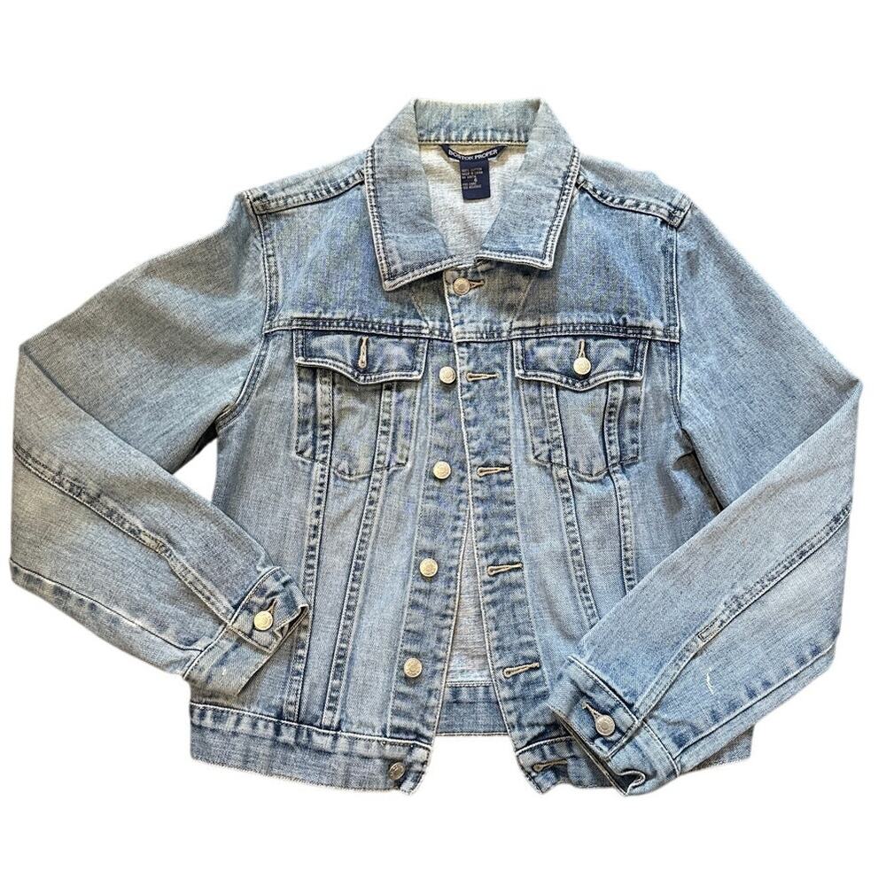 BOSTON PROPER Button Up Down Medium Wash Denim Jean Jacket Size 6